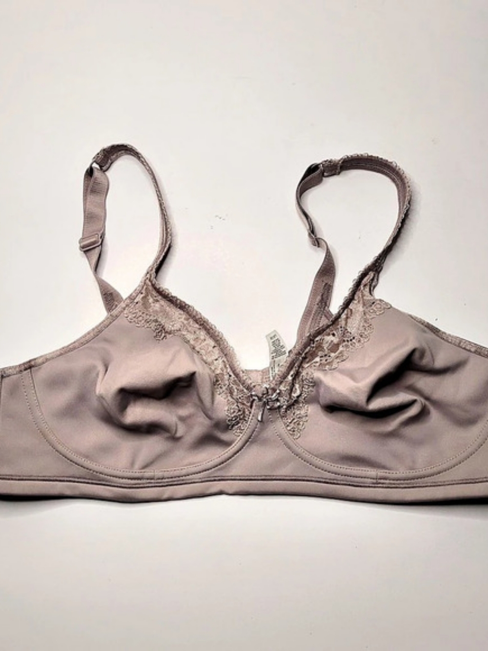 Wonderbra Taupe Lace Trim Underwire Full Support Bra 38B W2435 NWoT